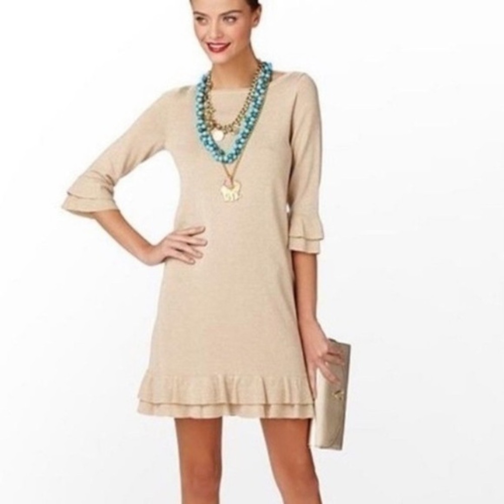 Lilly Pulitzer Gold Metallic Helena Sweater Dress